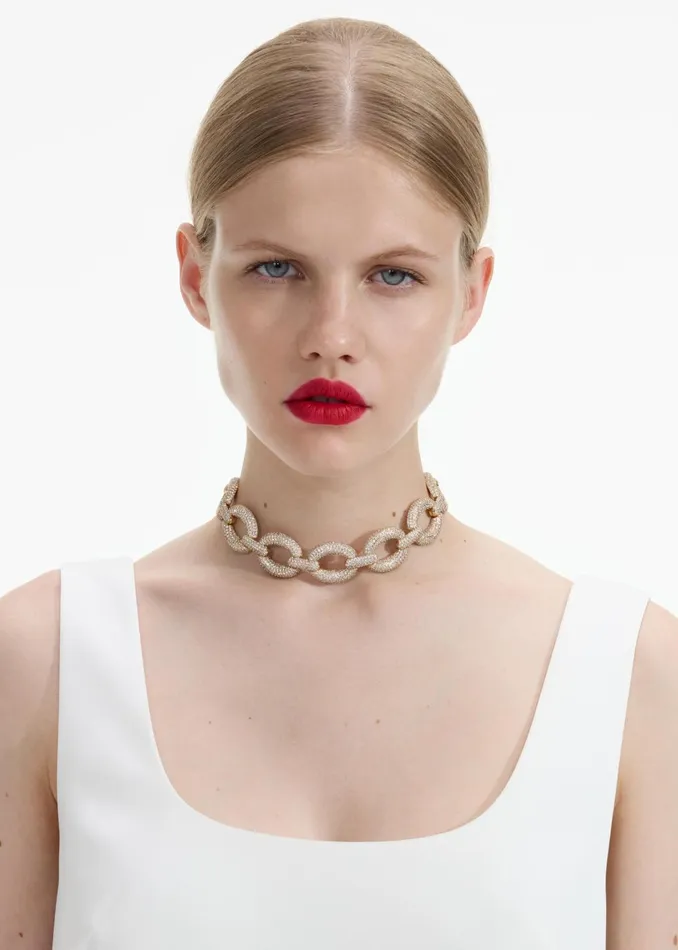 Self Portrait Jewellery Gold Crystal Link Choker 8211 Women
