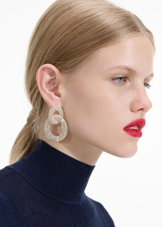 Self Portrait Jewellery Gold Crystal Link Earrings 8211 Women