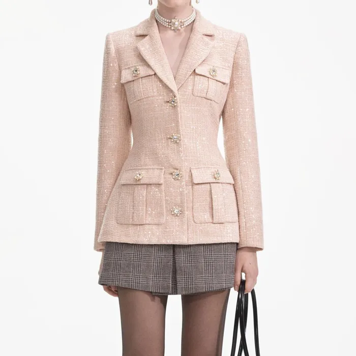 Self Portrait Outerwear Sequin Boucle Jacket 8211 Women