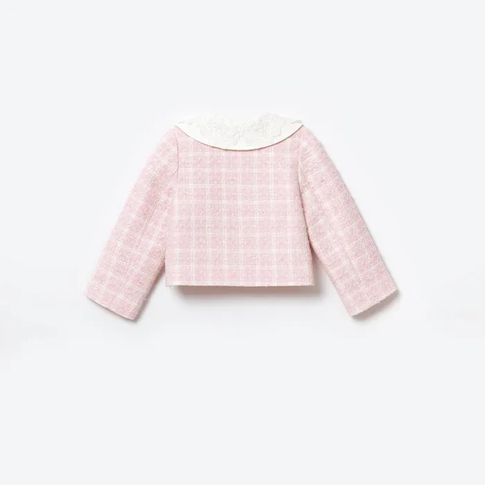 Self Portrait Pink Check Boucle Jacket 8211 Kids