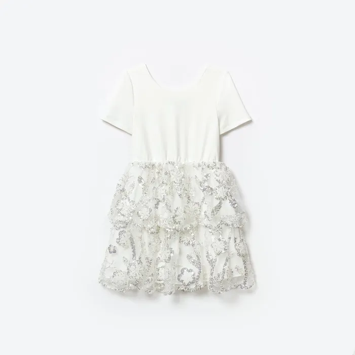 Self Portrait White Jersey Sequin Tulle Mini Dress 8211 Kids
