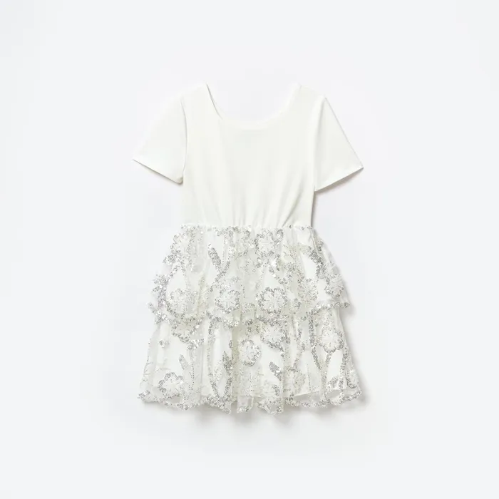 Self Portrait White Jersey Sequin Tulle Mini Dress 8211 Kids