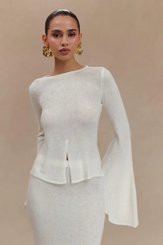 Sets Women Meshki Carey Knit Flare Sleeve Top 8211 Ivory