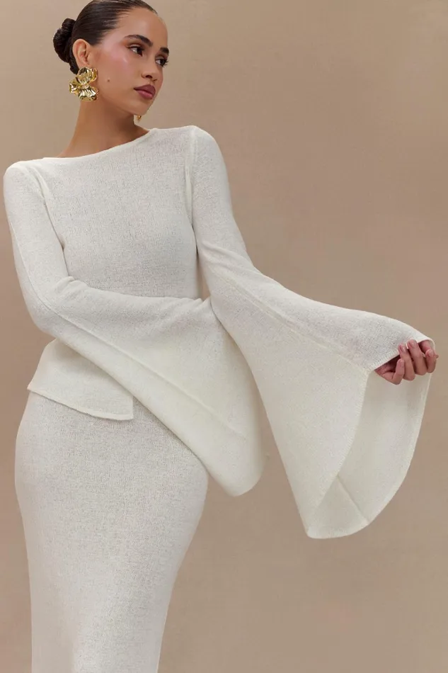 Sets Women Meshki Carey Knit Flare Sleeve Top 8211 Ivory