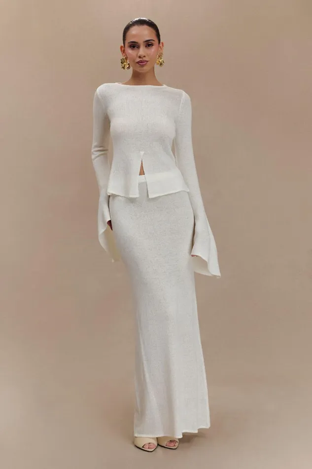 Sets Women Meshki Carey Knit Flare Sleeve Top 8211 Ivory