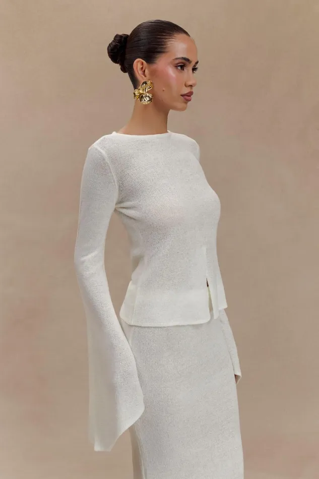 Sets Women Meshki Carey Knit Flare Sleeve Top 8211 Ivory