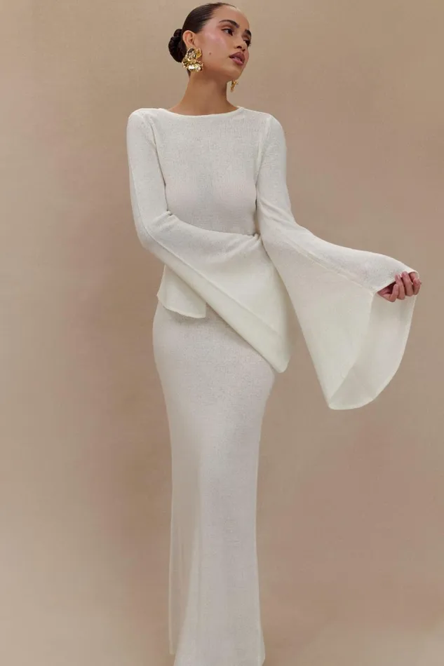 Sets Women Meshki Carey Knit Flare Sleeve Top 8211 Ivory