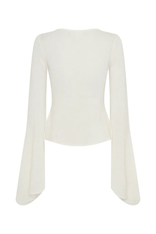 Sets Women Meshki Carey Knit Flare Sleeve Top 8211 Ivory