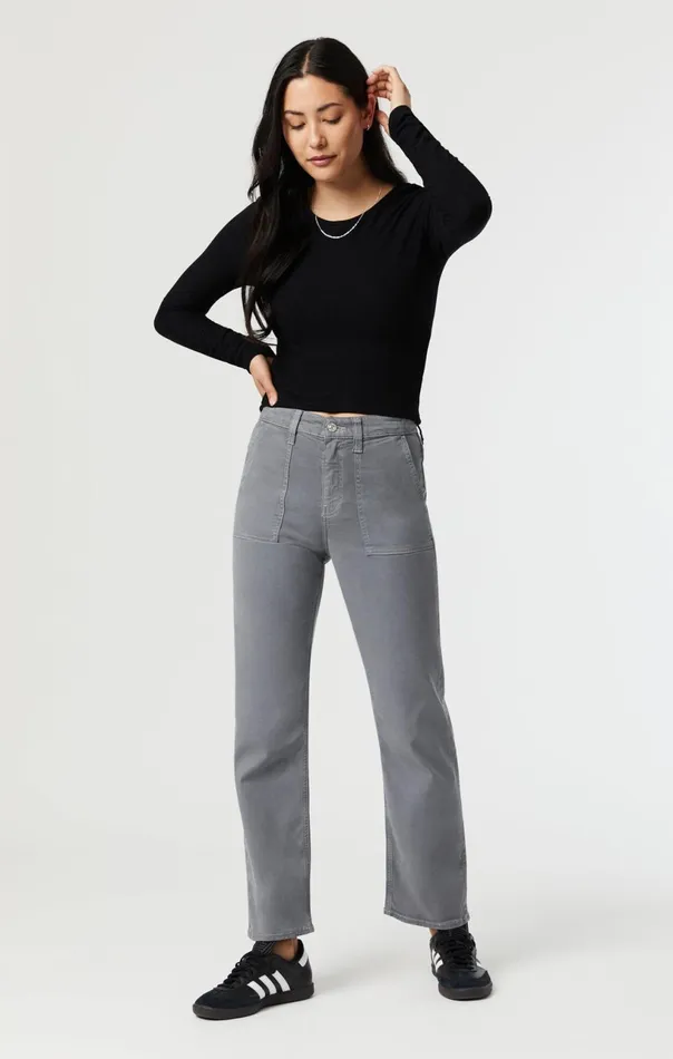 Shelia Front Pocket Straight In Quiet Shade Luxe Twill Women Mavi Jeans Pants