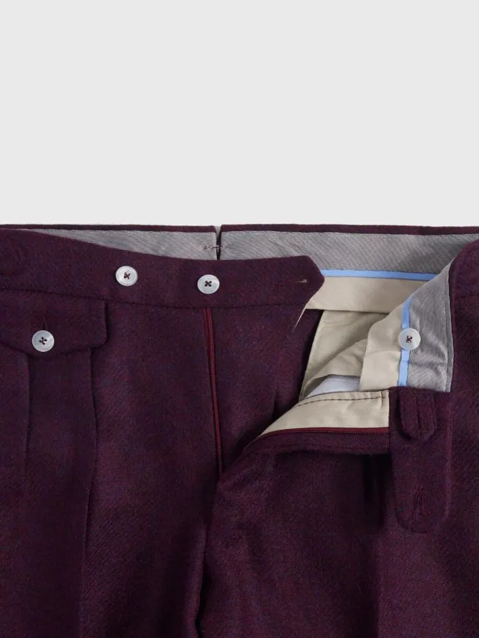 Shetland Wool French Pleat Trouser Plum Men Paul Stuart Pants