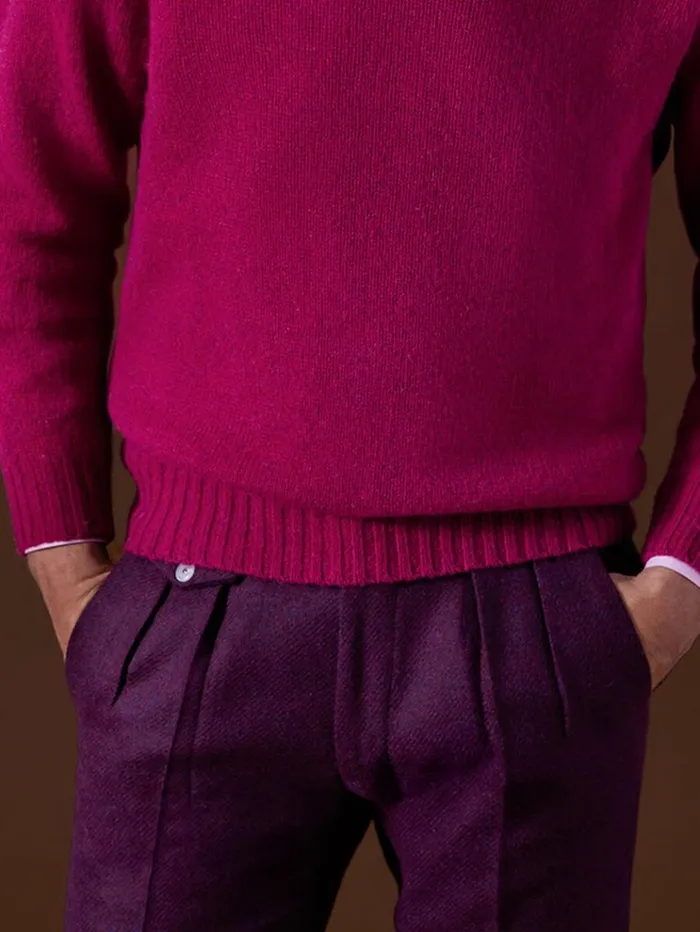 Shetland Wool French Pleat Trouser Plum Men Paul Stuart Pants