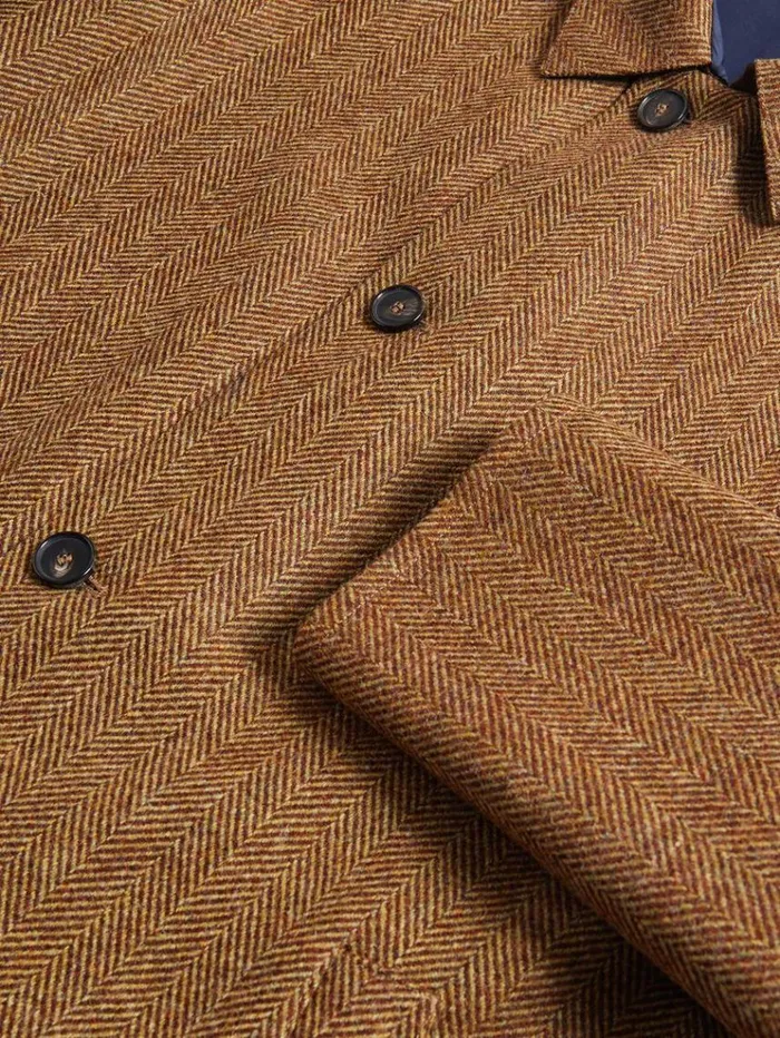 Shetland Wool Herringbone Reversible Coat Navygold Men Paul Stuart Outerwear