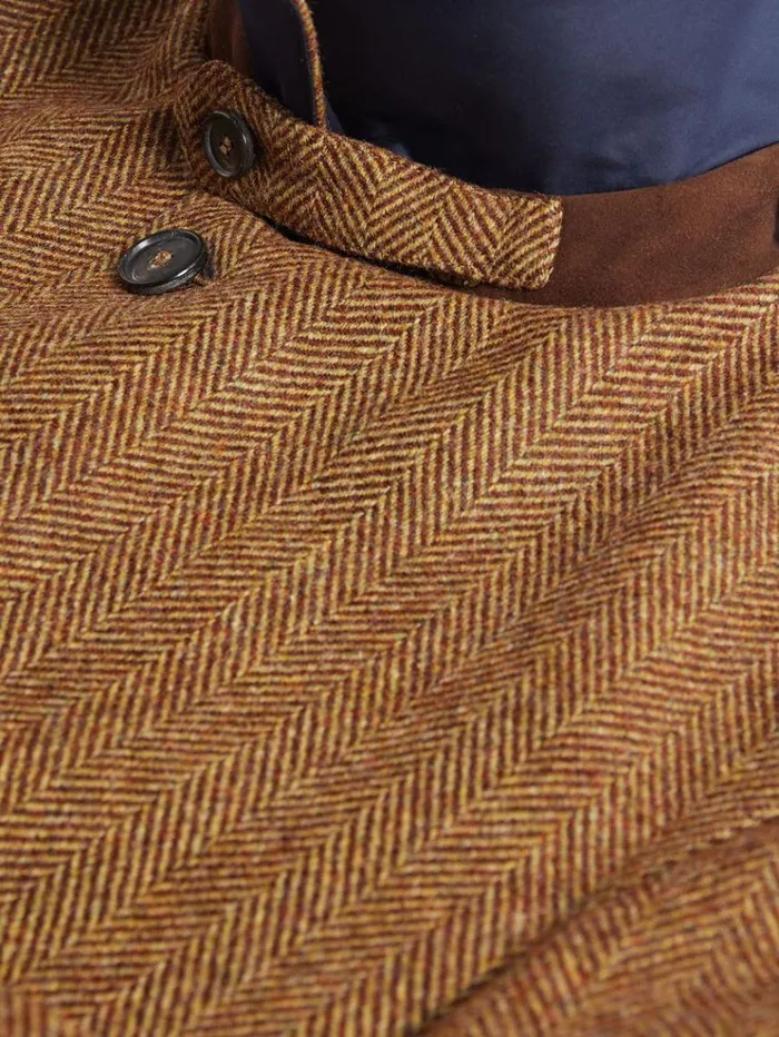 Shetland Wool Herringbone Reversible Coat Navygold Men Paul Stuart Outerwear