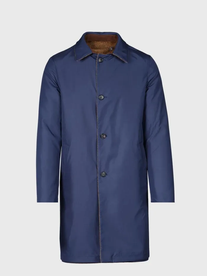 Shetland Wool Herringbone Reversible Coat Navygold Men Paul Stuart Outerwear