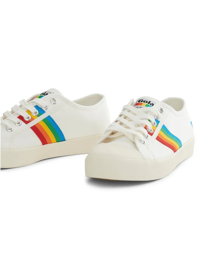 Shoes Lucky Brand Women Gola Coaster Rainbow Canvas Sneaker Off White