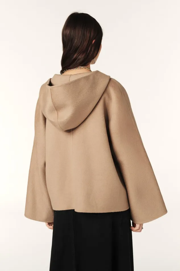 Short Hooded Coat Kove Brown Women Baandsh Jackets and Coats