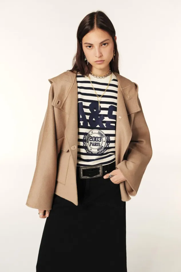 Short Hooded Coat Kove Brown Women Baandsh Jackets and Coats