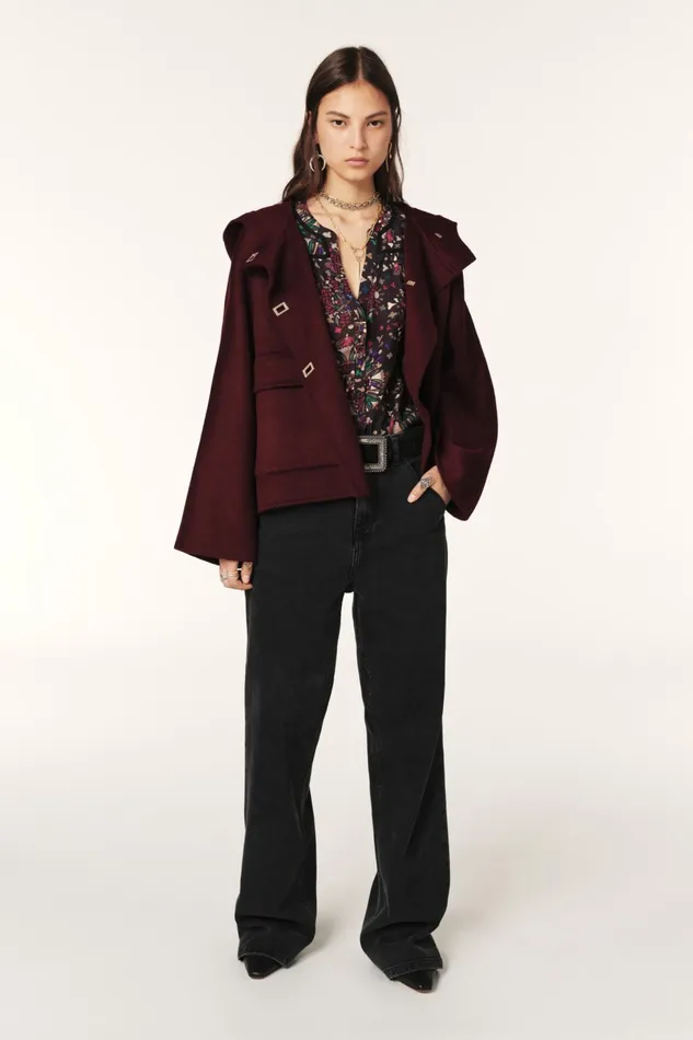 Short Hooded Coat Kove Brown Women Baandsh Jackets and Coats