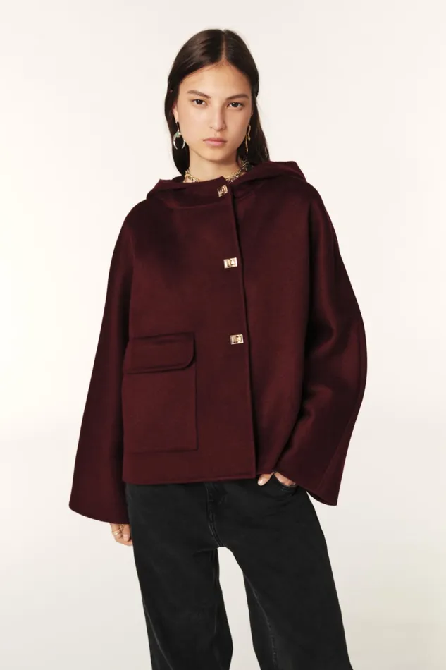 Short Hooded Coat Kove Brown Women Baandsh Jackets and Coats