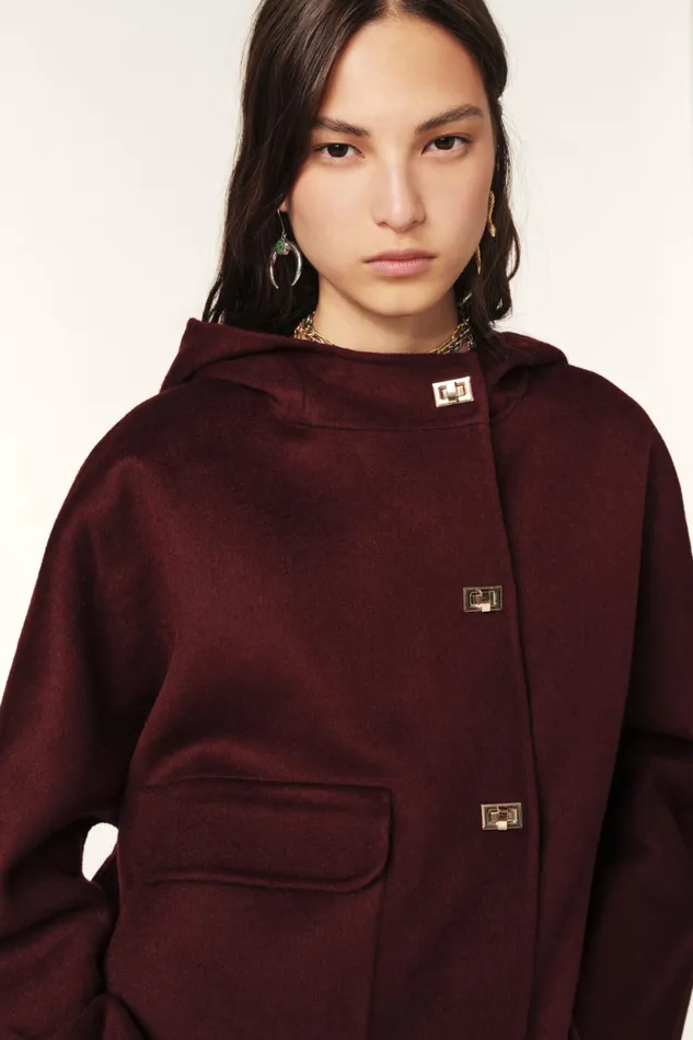 Short Hooded Coat Kove Brown Women Baandsh Jackets and Coats