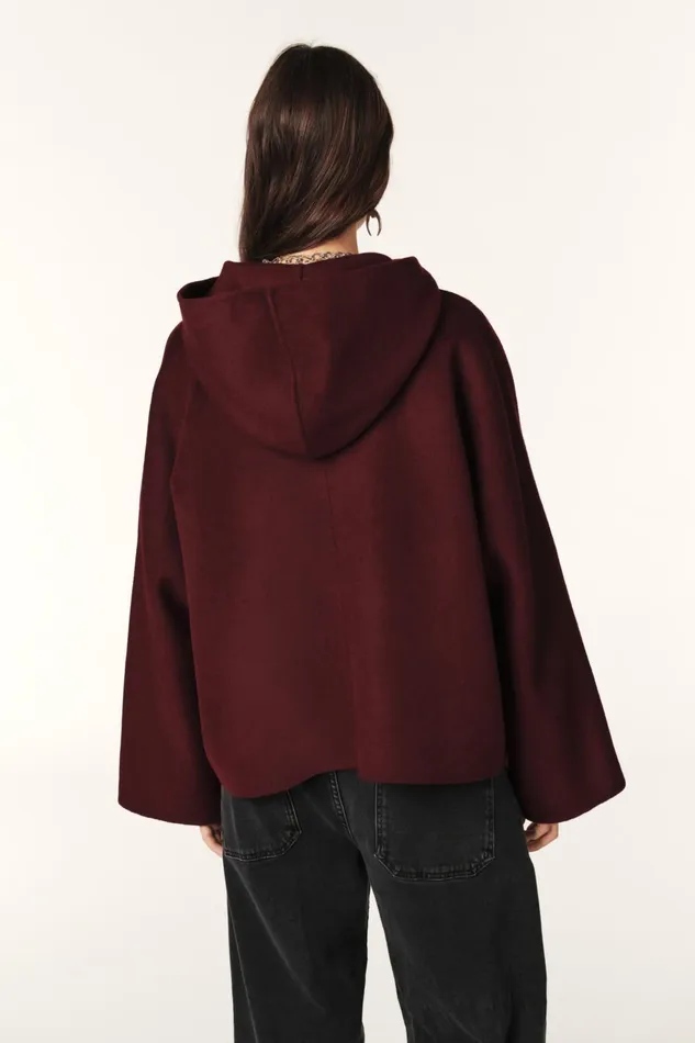 Short Hooded Coat Kove Brown Women Baandsh Jackets and Coats