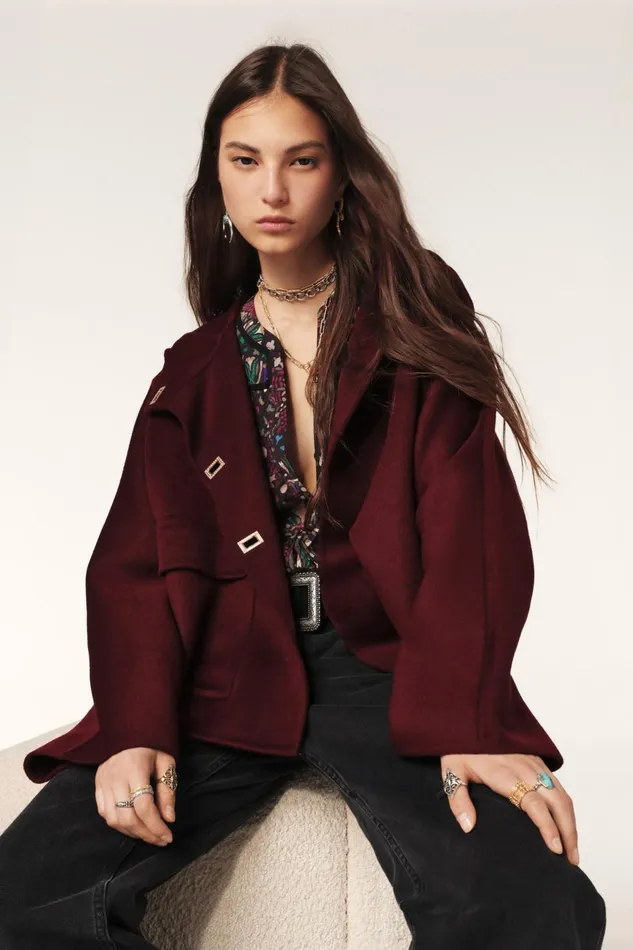 Short Hooded Coat Kove Brown Women Baandsh Jackets and Coats