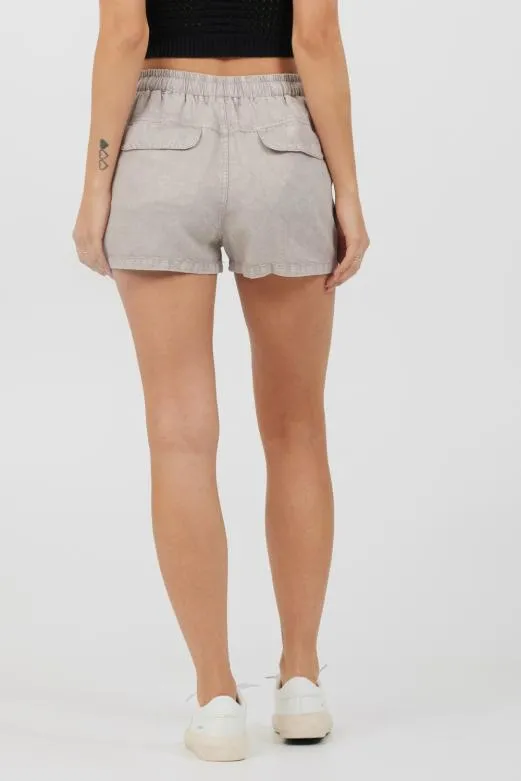 Shorts Women Vintage Havana Khaki Tencel Cargo Shorts Khaki