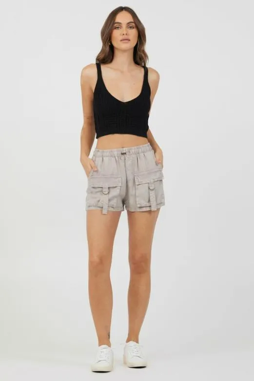 Shorts Women Vintage Havana Khaki Tencel Cargo Shorts Khaki