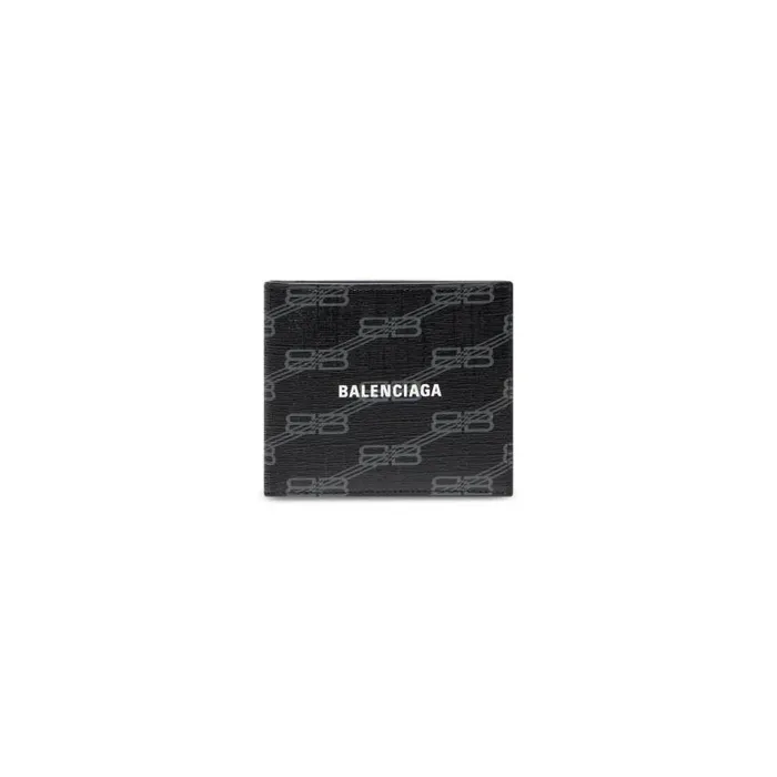 Signature Square Folded Wallet Bb Monogram Coated Canvas In Black Men Balenciaga Wallets