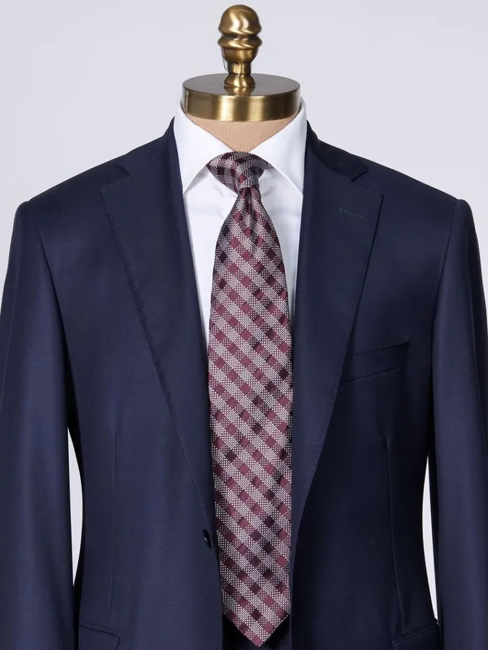 Silk Jacquard Check Tie Burgundy Men Paul Stuart Ties
