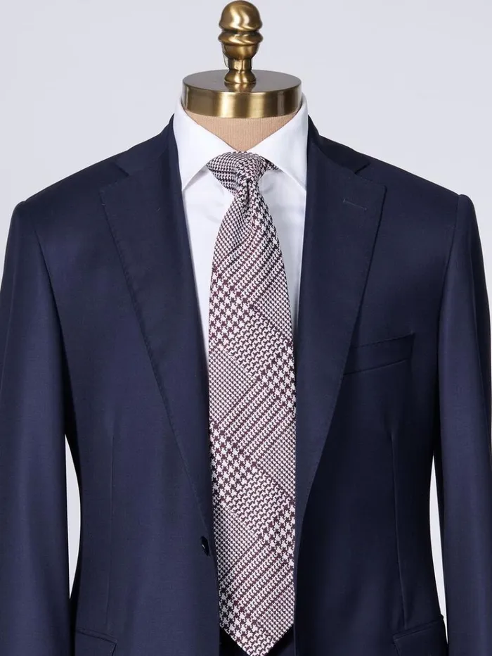 Silk Jacquard Plaid Tie Burgundy Men Paul Stuart Ties