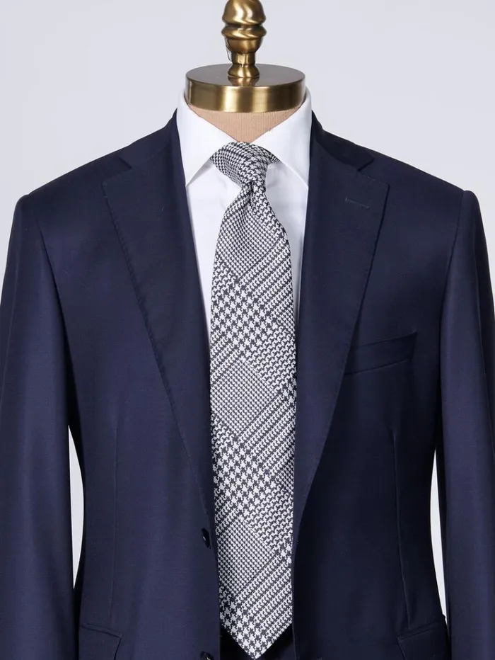 Silk Jacquard Plaid Tie Silver Men Paul Stuart Ties