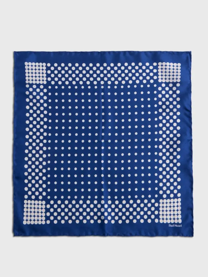 Silk Twill Dot Pocket Square Blue Men Paul Stuart Pocket Squares