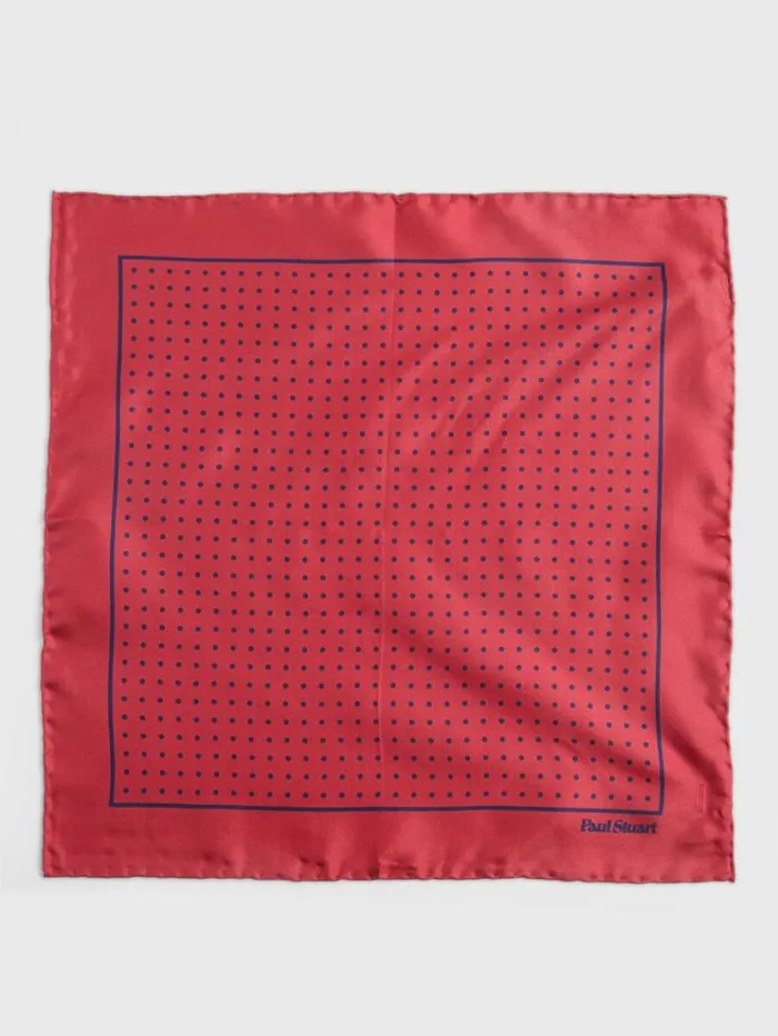 Silk Twill Dot Print Pocket Square Rednavy Men Paul Stuart Pocket Squares