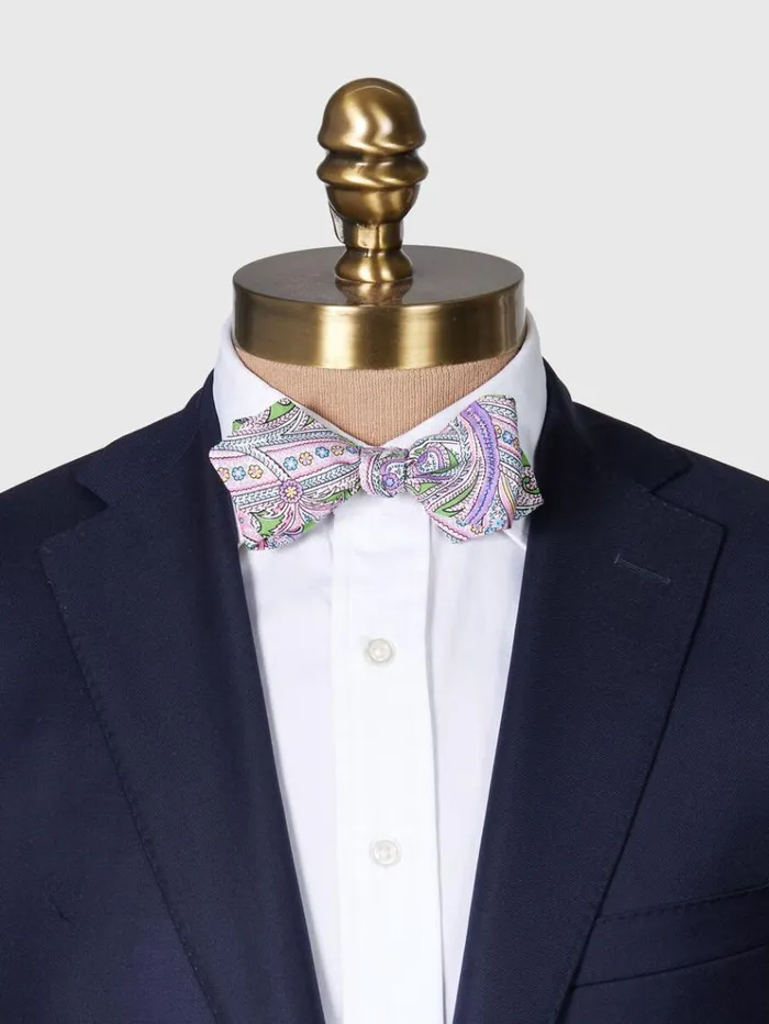 Silk Twill Paisley Bow Tie Pistachio Men Paul Stuart Ties