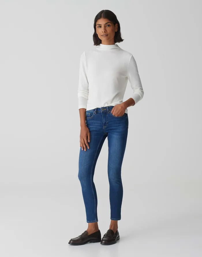 Skinny Jeans ELMA STRONG BLUE Low Rise aus stretchigem BCI Cotton Mix Jeans OPUS Damen