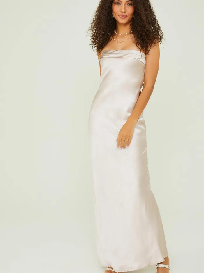 Sloane Strapless Satin Maxi Dress Ecru Women Altar039d State Maxi Midi