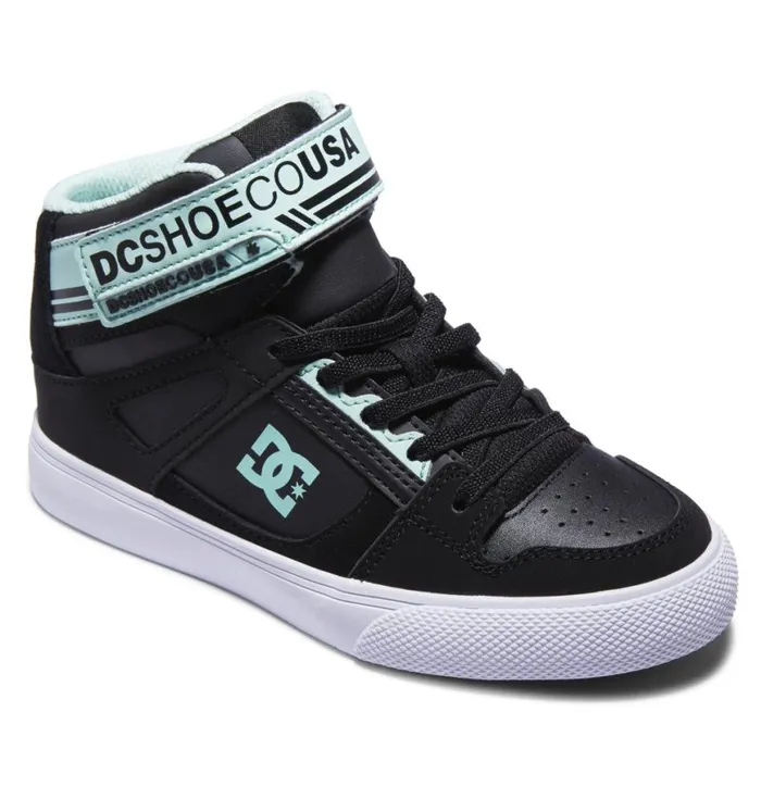 Sneakers Kids DC Shoes Girls Pure High Elastic Lace Shoes Blackgreen
