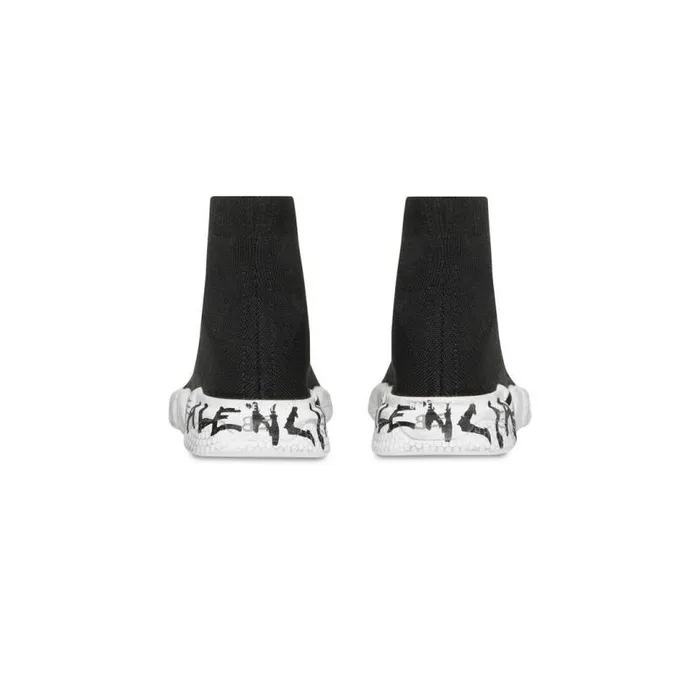 Speed Graffiti Recycled Knit Sneaker In Black Kids Balenciaga