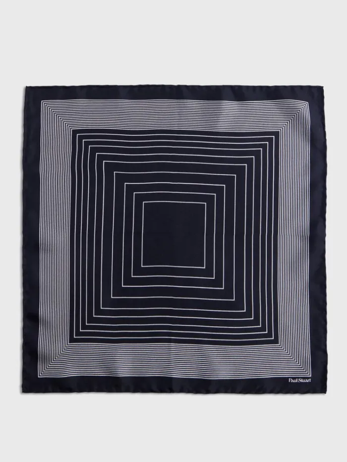 Square Pattern Silk Pocket Square Black Men Paul Stuart Pocket Squares