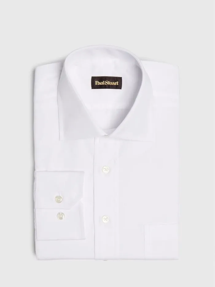 St James Broadcloth Dress Shirt White Men Paul Stuart Dress Shirts