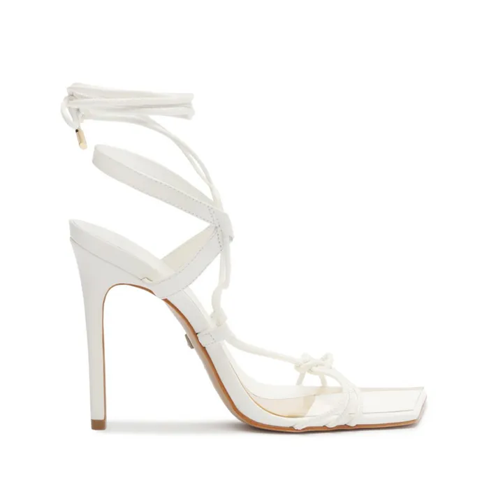 Stiletto Heels Women Schutz Shoes Sabie Leather Sandal White
