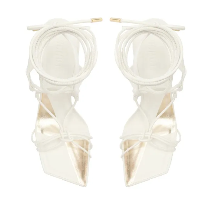 Stiletto Heels Women Schutz Shoes Sabie Leather Sandal White