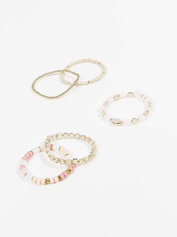 Stone And Glass Beaded Bracelet Set Mauve Women Altar039d State Jewelry