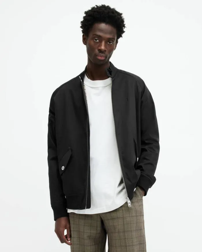 Stowe Ramskull Embroidered Jacket Black Men AllSaints Jackets and Coats