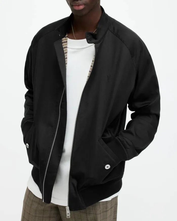 Stowe Ramskull Embroidered Jacket Black Men AllSaints Jackets and Coats