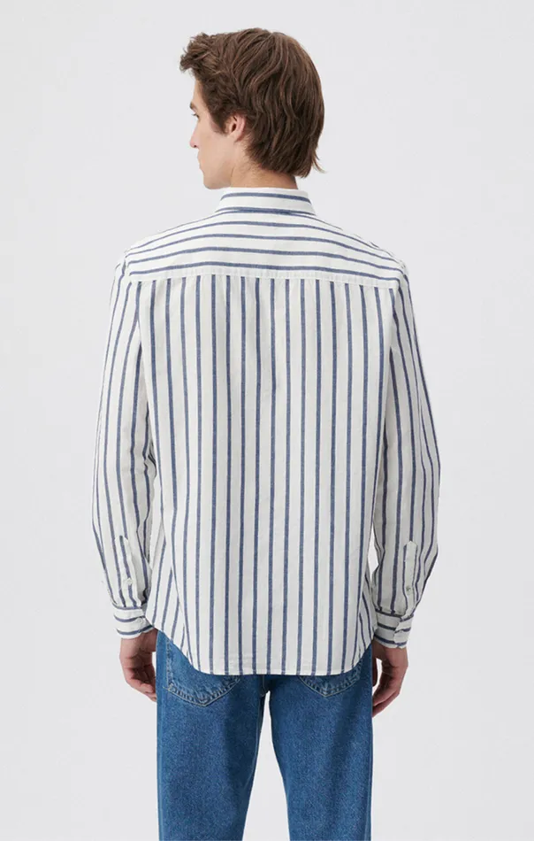 Striped ButtonUp Long Sleeve Shirt In Dark Denim White Stripe Men Mavi Jeans Shirts Striped ButtonUp Long Sleeve Shirt In Dark Denim White Stripe Men Mavi Jeans Shirts