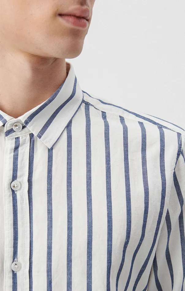 Striped ButtonUp Long Sleeve Shirt In Dark Denim White Stripe Men Mavi Jeans Shirts Striped ButtonUp Long Sleeve Shirt In Dark Denim White Stripe Men Mavi Jeans Shirts