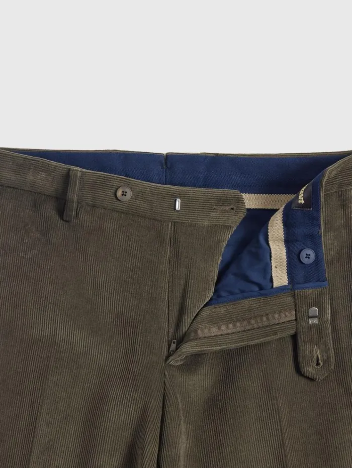 Suede Trimmed Corduroy Trouser Olive Men Paul Stuart Pants
