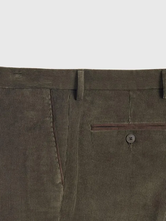 Suede Trimmed Corduroy Trouser Olive Men Paul Stuart Pants